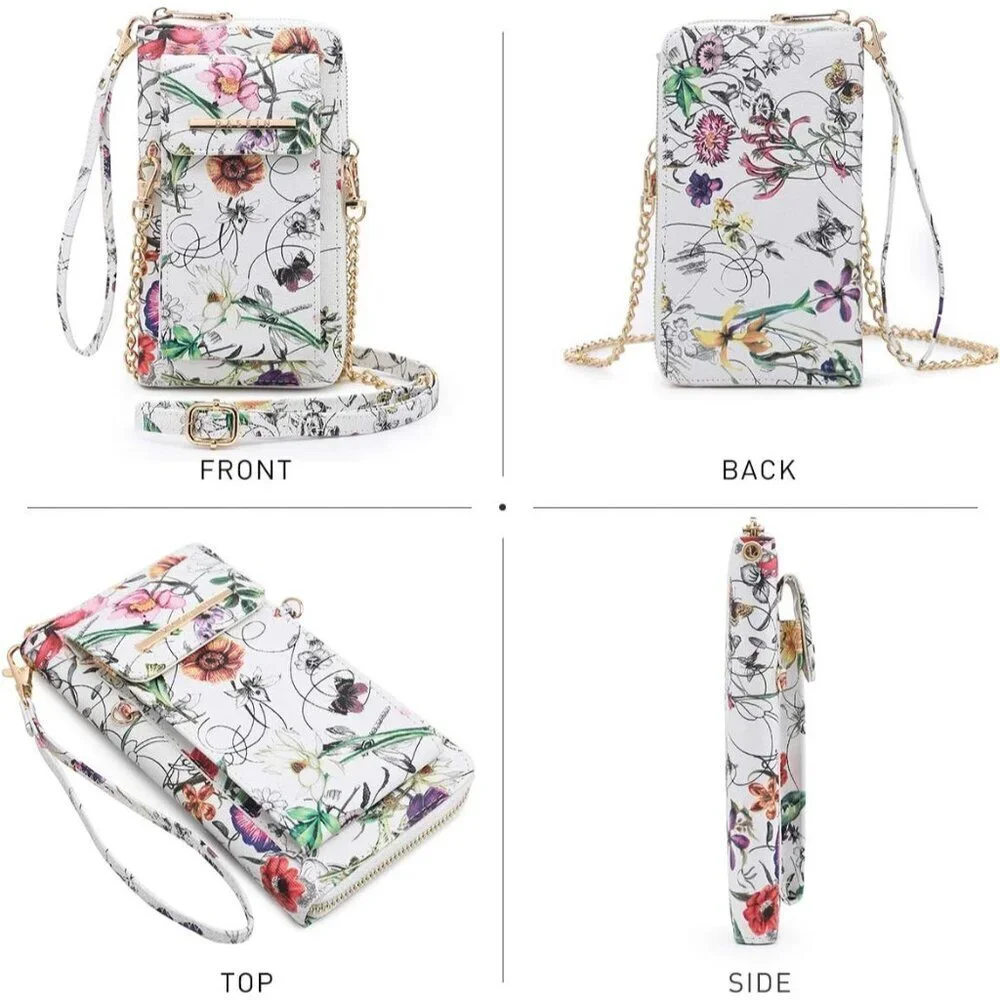 Crossbody Bag Vegan Leather Wallet Pouch for Women with Multiple Pockets